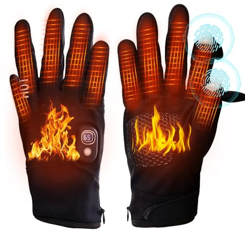 OBEST Heated Gloves, Electric Rechargeable Battery Gloves, Skiing Cold Weather Heating Glove for Men Women, Snow Work Camping Outdoor Hiking Hand Warmer