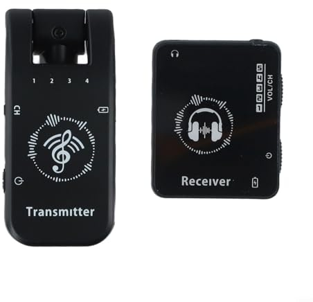 Qualoramall Set di trasmissioni per monitor auricolari 2.4GHz Wireless Monitor Cuffie Wireless Professionale Sistema di monitoraggio in Ear 2 canali 2 Monitoraggio Bodypack per musicisti di