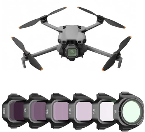 Uvafly Mini 5 Pro ND-Filter, mehrfach beschichtetes Kameraobjektiv-Filterset für DJI Mini 5 Pro Drohnenzubehör 6er-Pack (CPL/ND8/ND16/ND32/ND64/ND128) Kunststoffversion