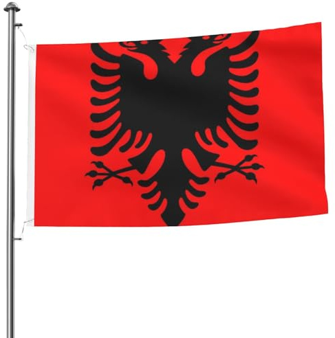 Bandiera Albania, bandiera da casa, resistente allo sbiadimento, per dormitori esterni, facile da installare, colori vivaci, bandiere di benvenuto con 2 occhielli in ottone