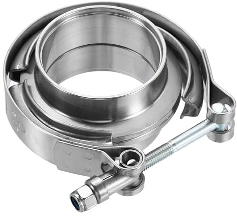 sourcing map V Band Clamp with Flange 2 Inch 304 Stainless Steel Male Female V-Band Exhaust Clamp Flange Kit for Auto, Silver