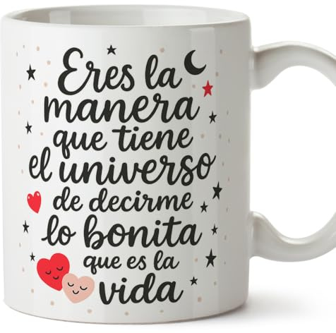 MUGFFINS taza regalo novia y novio con frase manera que tiene el universo de decirme bonita vida en Español | aniversario, regalos San Valentín, cumpleaños, romántico, amor | pareja-2 v1