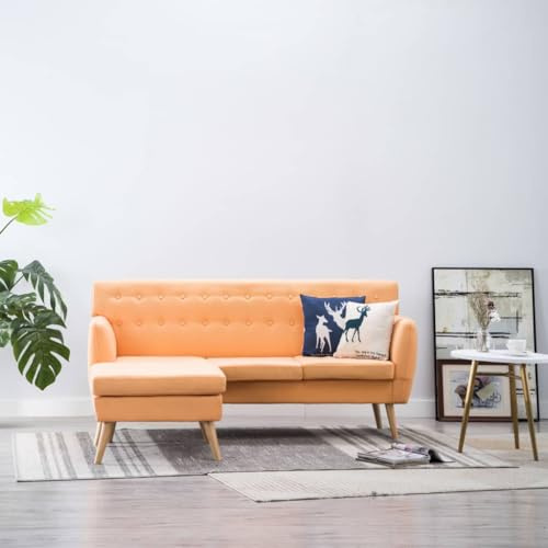 LoogCape L-förmiges Sofa, Stoff Orange, 171,5x138x81,5 cm, Robustes MDF-Holzgestell, vielseitige Chaiselongue, bequemes Wohnzimmer-Möbel