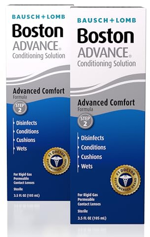 Boston Advance Conditioning Solution, Conditions & Wets Rigid Gas Permeable (RGP) Lens for Comfortable Wear, 3.5 Fl Oz (Pack of 2)