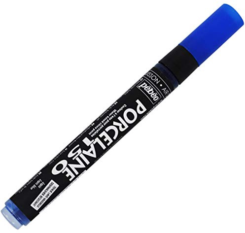 Porcelaine 150 Assorted China Paint Bullet Tip Markers -Lapis Blue, DIY Arts & Crafts Supplies, Fun for Kids, Heat-Resistant Finish, Microwave & Dishwasher Safe Formula Pebeo