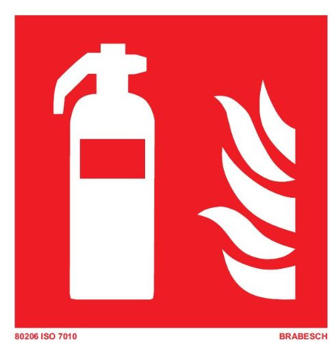 BRABESCH Aufkleber Brandschutzzeichen Feuerlöscher 100x100 ISO 7010 Folie