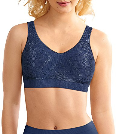 Bali Womens Comfort Revolution Wireless Bra, Comfortflex Fit Full-coverage Wirefree Bra, In The Navy Dot, XX-Large US
