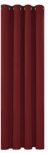 Deconovo Verdunkelungsvorhang Ösen Gardinen Wohnzimmer Thermo Vorhang Blickdicht Gardinen Vorhänge, 180x140 cm(HöhexBreite), Rot, 1 Stück