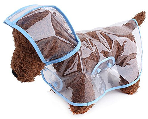 BBEART Haustier-Regenmantel, Hundebekleidung, für kleine Hunde, wasserdicht, für Welpen, transparent, für kleine Hunde/Katzen, Größe L, Blau