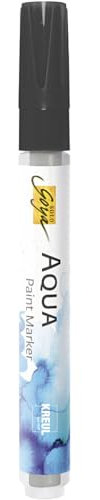 KREUL 18111 - Solo Goya Aqua Paint Marker schwarz, Künstlerstift mit elastischer Pinselspitze und Faserstabsystem, wasserlösliche Farbe, zum Skizzieren und Kolorieren