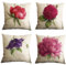 Nunubee Kissenbezug, 4 Stück, Retro Rosa Blumen Kissenbezug, Atmungsaktiver Kissenbezug Aus Reinem Baumwollleinen, Für Terrassengarten Bauernhaus Dekoration 45 X 45 cm