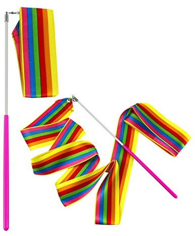 MUROAD 10 Pieces 2 Meter Art Gymnastics Rhythmic Ribbon Twirling Baton Rod,Gym Dance Ribbon Streamer and Stick for Children,10 Colours