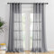 PONY DANCE Gardinen Wohnzimmer Vorhang Leinenoptik 2 Stücke H 240 x B 132 cm Voile Gardine Halbtransparent Deko Vorhänge Dunkelgrau Ösenvorhang Transparent