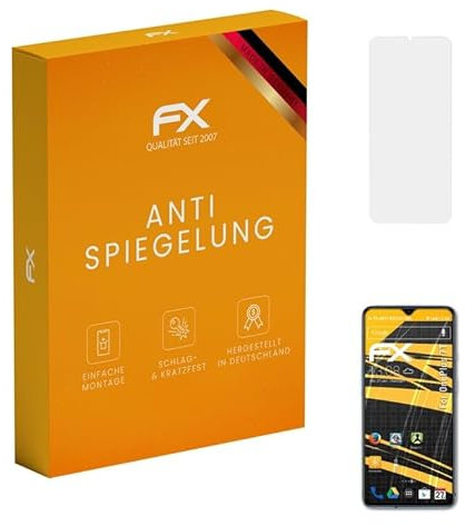 atFoliX Panzerfolie kompatibel mit OnePlus 7T Schutzfolie, entspiegelnde und stoßdämpfende FX Folie (3X)