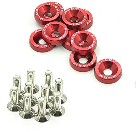 Car Styling Universal Eloxierte Aluminium Unterlegscheiben M6x20 Stahlschraube(Rot)