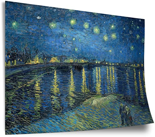Printistico Poster Vincent van Gogh - Sternennacht über die Rhône (1888) Kunstdruck ohne Rahmen, Wandbild - A4, A3, A2, A1, A0, XXL - Wohnzimmer, Schlafzimmer, Küche, Deko