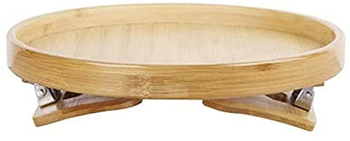 DALIAN Holz-Couch-Tablett zum Anklippen, Couch-Beistelltisch, TV-Tische zum Essen, Trinken, rundes Sofa-Armlehnen-Tablett für Snacks, Telefon, Fernbedienung-Halter