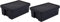 TENLITE [Set of 2] - 36Litre Black BAM Heavy Duty Recycled Plastic Storage Box Stackable and Nestable Containers With Lid (36L)