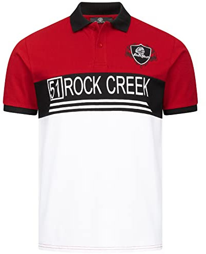 Rock Creek Herren Polo T-Shirts Basic Shirt Kurzarm Poloshirt Polohemd Slim Fit Sommer Shirts Männer T Shirt Top Polokragen H-306 Rot S