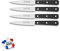 SEBBA - LOT DE 4 COUTEAUX OFFICE LAME INOX 10 CM, MANCHE ABS NOIR 3 RIVETS - FABRICATION FRANÇAISE THIERS - USTENSILE DE CUISINE - RÉF 10060N