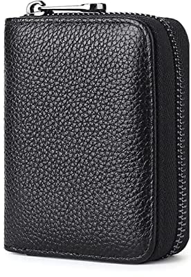 Butyeak Porte Cartes de Crédit Cuir, Porte Cartes de Crédit Fermeture Eclair, Porte Cartes de Crédit Femme Homme, RFID Porte Carte Portefeuille de Carte de Crédit avec 9 Fentes pour Femmes Hommes