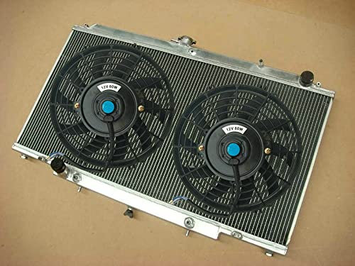 FSMOTO Radiatore in alluminio + ventola per NIS-SAN PATROL GR Y61 2.8L 3.0L TURBO DIESEL AUTO/MANUAL RD28 ZD30