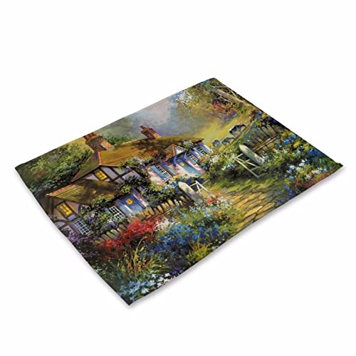 Tovagliette Colazione Animali Da Giardino Verde Tovagliette Americane Cotone Lino Tovaglietta Americana Lavabili Sotto Piatti da Tavola Antiscivolo Sottopiatti Resistente Al Calore 30x45 4 Pcs