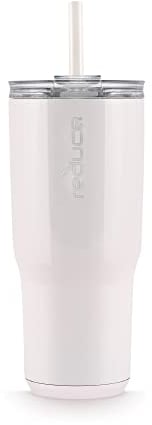 REDUCE Cold1 24 oz Tumbler with Lid and Straw - Dual-Wall Vacuum Insulated Stainless Steel Tumbler - Keeps Drinks Cold up to 24 Hours - Inner Ounce Markings to Track Hydration - OG Pink Cotton
