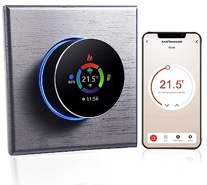 Decdeal Termostato Intelligente WiFi Regolatore di Temperatura Controllo Pulsante Programmabile Settimanale/APP Mobile/Controllo Vocale Compatibile con Alexa/Google Home, per Caldaia Acqua/Gas 5A