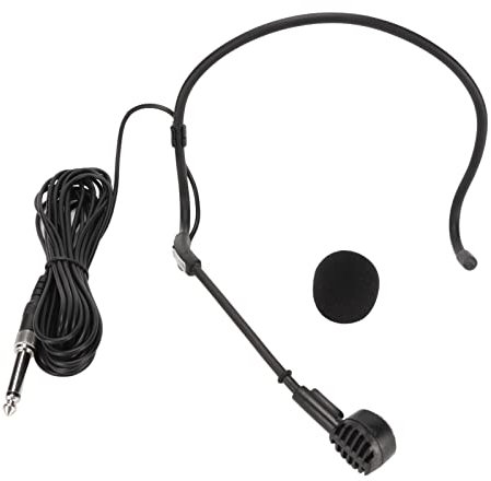 UPQRSG Micro Casque, ABS Sûr, Léger, Confortable À Porter, Microphone Filaire, Microphone Auriculaire Ergonomique de 16,4 Pieds avec Connexion Mâle de 6,35 Mm, pour Guide Touristique, Marketing