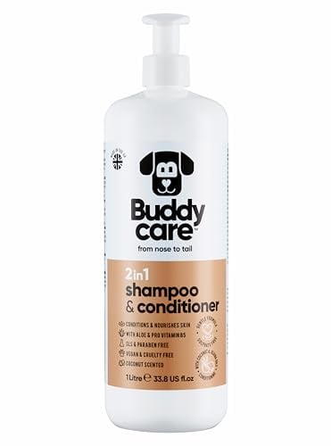 2in1 Shampoo & Conditioner von Buddycare - Praktisches Hundeshampoo und Conditioner in einem - Mit Aloe Vera und Pro-Vitamin B5 (1L)