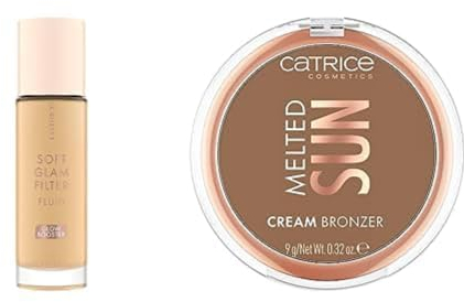Catrice Soft Glam Filter Fluid, Basis, Nr. 020 (30ml) + Catrice Melted Sun Cream Bronzer, Nr. 030, Braun (9g) - Bundle