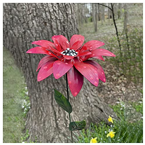 EHOTER Metall Taglilie Blume Garten Stakes Metall Blumen Outdoor Decor Pfahl Yard Kunst Dekoration Garten Metall Pflanze Blumen Stick Frühling Terrasse Dekor (Rot)