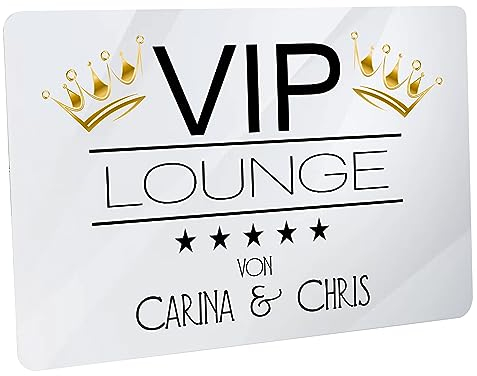 Crealuxe Fussmatte - VIP Lounge Silber - 60 x 40 cm, Bedruckt Türmatte Innenmatte Schmutzmatte lustige Motivfussmatte (VIP Lounge Silber mit Name)