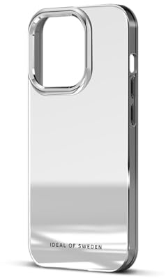 IDEAL OF SWEDEN Durchsichtige Handyhülle mit erhöhten Kanten und Nicht vergilbenden Materialien, fallgetesteter Schutz mit Spiegel Finish, kompatibel mit iPhone 15 Pro (Silber Mirror)