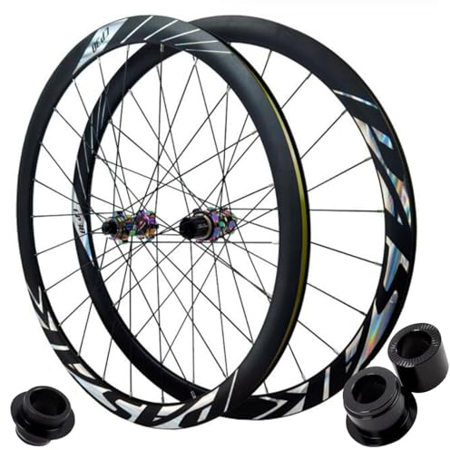 ZECHAO 700C Rennrad Laufradsatz,Steckachse Oder Schnellspannrad Vorne 2 Hinten 4 Lager Doppelwandig 36mm 24 Löcher Scheibenbremse Fahrradrad (Color : HG, Size : 15 * 100mm/12 * 142mm)
