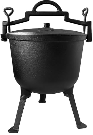 4iQ Group BBQ Dutch Oven Set 10 liter - Feuertopf mit Füßen, Henkel und Deckel - Gusstopf für Outdoor-Kochen