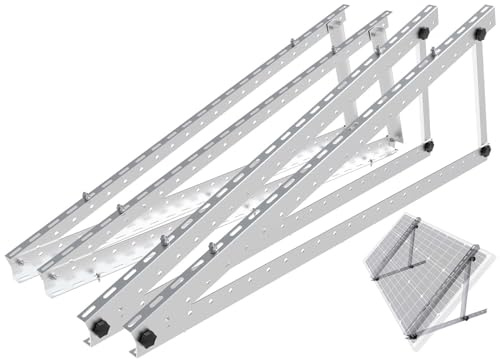 revolt Wandhalterung: 2er-Set Verstellbare Aluminium-Solarpanel-Halterung, 48 / 118 cm (Balkonkraftwerk Wandhalterung, Photovoltaik Halterung verstellbar, PV)