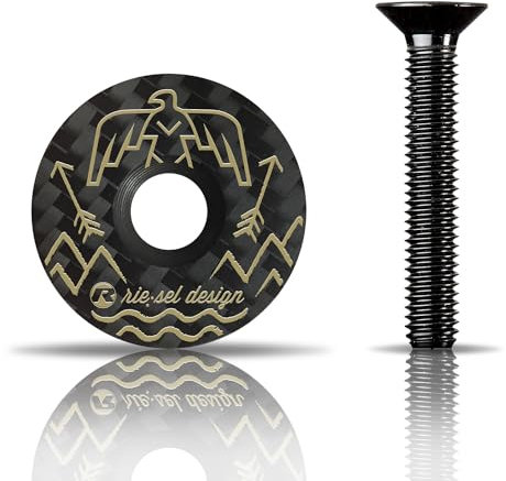 Riesel Design - stem:Cap – Carbon - Ahead Kappe inkl. Aluschraube für Rennrad, Gravel, Cyclocross, MTB/Vorbau- & Steuersatz Kappe für alle Gabelschäfte, Vorbauten mit 1 1/8‘‘ - NEU (Eagle)