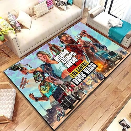 yyxsgdmw Klassischer G.T.A. Game Gamer Area Teppich Teppich Für Zu Hause Wohnzimmer Schlafzimmer Sofa Fußmatte Wohnkultur, Kinder Spielen rutschfeste Bodenmatte A1172 120×160Cm