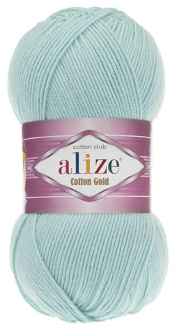 100g Strickgarn Alize Cotton Gold Uni Klassikgarn Häkelgarn Strick-Wolle Farbwahl, Farbe:522 lichtgrün