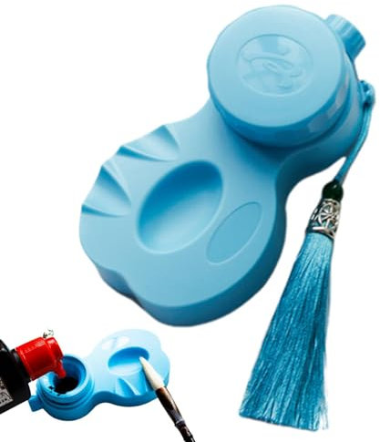 Teksome Encreur avec couvercle, support d'encre de calligraphie – Encrier de calligraphie avec pompons, récipient d'encre portable pour calligraphie, rangement d'encre pour peinture, dessin