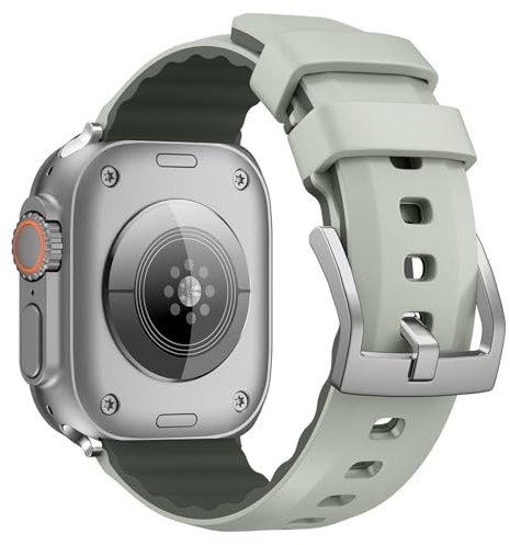 SQHYWJ] for Apple Watch Band, Silicone Two Tone Strap 41mm 40mm 38mm Compatible with Apple Watch Soft Silicone Replacement Strap for Series Ultra2/Ultra/SE2/SE/9/8/7/6/5/4/3/2/1(Matcha green 38mm)