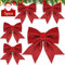 BBLTIFF Weihnachtsbaum Deko, 5 Stück Rote Schleifen Weihnachten, Weihnachtsbaum Schleifen mit Blitz, Weihnachtsbaumschmuck Perfekt für Weihnachten, Partys, Hochzeitsfeiern, Christbaumschmuck