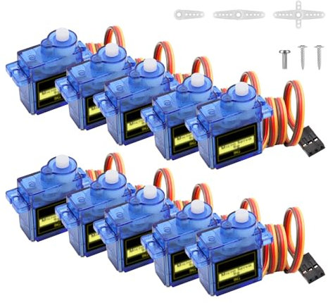 Micro Servomoteur Kit Binghe 10 Pièces 9G Moteur Micro Servomoteur Micro Servo Micromoteurs Servo 9G Micro Servo pour Petit Hélicoptères RC/Avions/Voitures Compatible avec Arduino