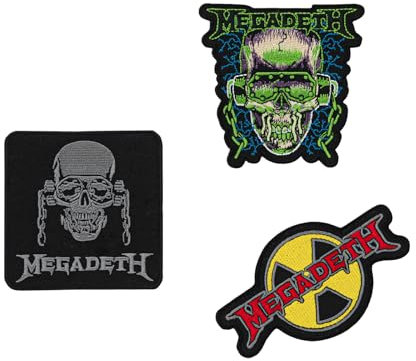Grupo Erik Iron On Patches for Clothing - Megadeth Merchandise | 3 Sew On Patches for Clothing & for Backpacks, Backpack Accessories | Megadeth Gifts Under 15 Pounds