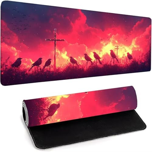 Non Slip Mouse Pad, 1500 x 800 x 3mm Mouse Mat Extended, Gaming Mousepad Waterproof, Desk Mat With Rubber Base, Smooth Cloth Surface, Mouse Pad Large Laptop For Office And Home Black Landscape Z-X