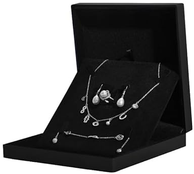 AfitLulu Small Jewellery Box Plush Flip Up Jewelry Gift Box, Travel Jewellery Organiser Four Piece Set Jewelry Storage Organiser for Rings Necklaces Bracelets Earrings (Black)