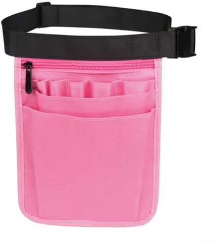 Oniissy Tool Waist Bag Waterproof Hand Repair Storage Bag Multi-compartment Pocket Bag,Waist Tool Bag Canvas Tool Pouch Tool Organiser Bag Tool(pink)