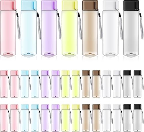 MSYU 35 Pcs Water Bottle Bulk, 500 ml Plastic Sports Bottles with Handle Strap, Portable Gym Water, Large Travel Leak-proof Drinking Bottles for School, Travel, Fitness
